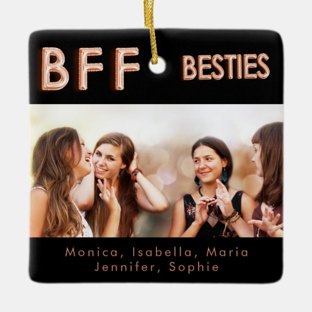 Die besten Freunde Schwarze Rose Goldbestien BESTE Keramikornament (Vorderseite)