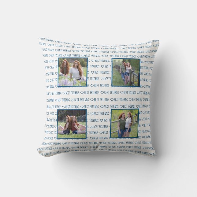 Die besten Freunde Stilvolle Blue Friendship Foto  Kissen (Vorderseite)