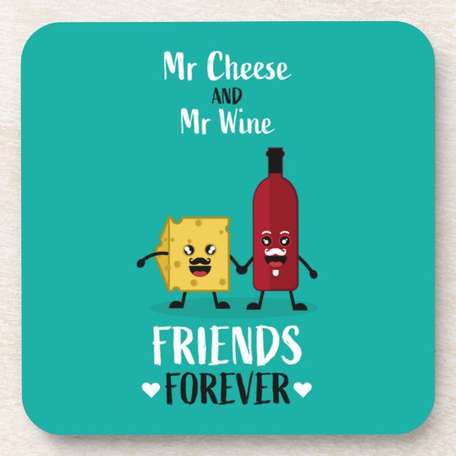 Die besten Freunde von Käse und Wein Getränkeuntersetzer (Vorderseite)