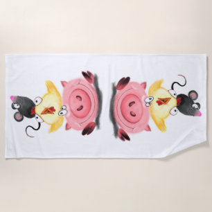 Die besten Freunde von Piggy Chick und Mouse Beach Strandtuch
