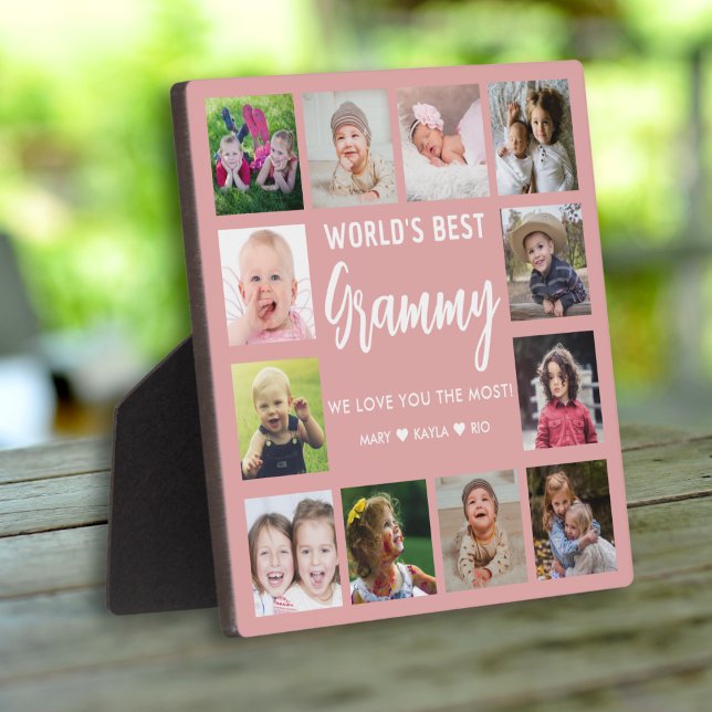 Die besten Grammy Grandkids 12 Foto Pink Fotoplatte (World's Best Grammy Grandkids 12 Photo Pink Plaque
)