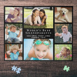 Die besten Großeltern der Welt 8 Foto Black<br><div class="desc">Dieses 8-Foto-Collage-Puzzle wird den besten Großeltern der Welt ein Vergnügen sein. Personalisieren Sie mit 8 Bildern von Enkelkindern,  Kindern,  anderen Familienmitgliedern,  Haustieren usw.,  personalisieren Sie den Ausdruck "Die besten Großeltern der Welt" auf Wunsch und fügen Sie die Enkelkinder-Namen hinzu,  alles in weißer Typografie vor einem schwarzen Hintergrund.</div>