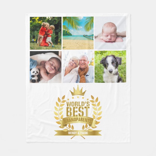 Die besten Großeltern der Welt - FotoCollage Fleecedecke (Vorderseite)