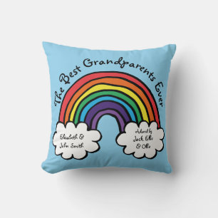 Die besten Großeltern ever Farbige Regenbogen Blau Kissen