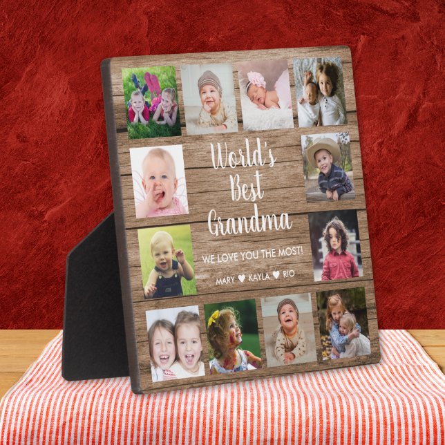 Die besten Großkinder der Welt 12 FotoCollage Fotoplatte (World's Best Grandma Grandkids 12 Photo Collage Plaque)