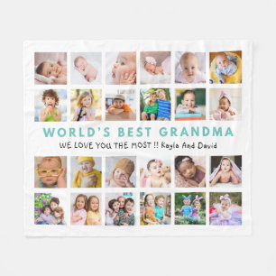 Die besten Großkinder der Welt 24 FotoCollage Fleecedecke