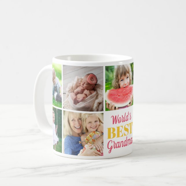 Die besten Großkinder der Welt 9 FotoCollage Kaffeetasse (Vorderseite Links)