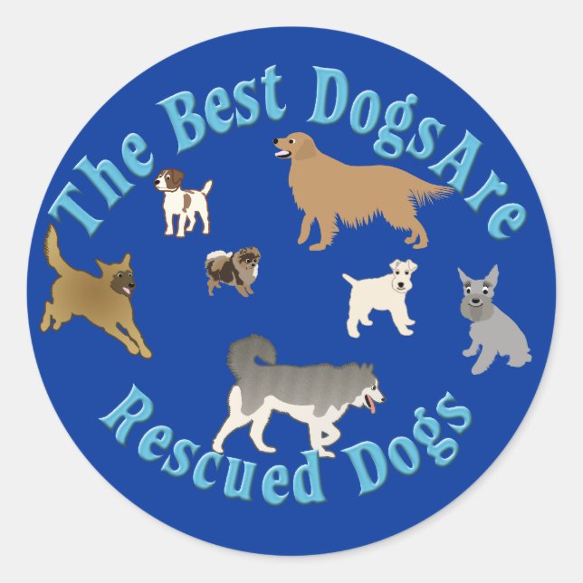 Die besten Hunde sind Rettung Runder Aufkleber (Vorderseite)