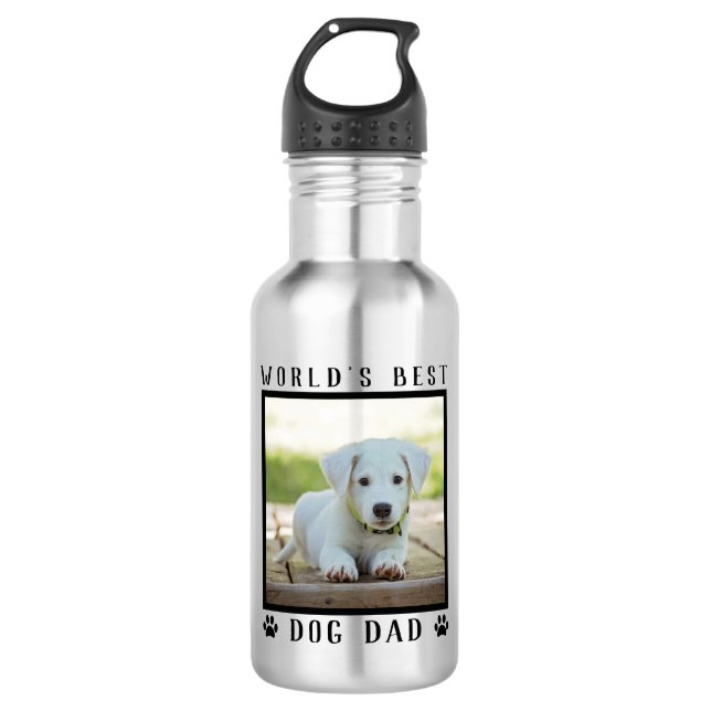 Die besten Hunde Vater Pet Foto Prints der Welt Edelstahlflasche (Vorderseite)