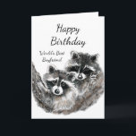 Die besten jungen Raccoon-Tiere der Welt Karte<br><div class="desc">World’s Best Boyfriend Birthday Cute Watercolor Raccoon Animals</div>