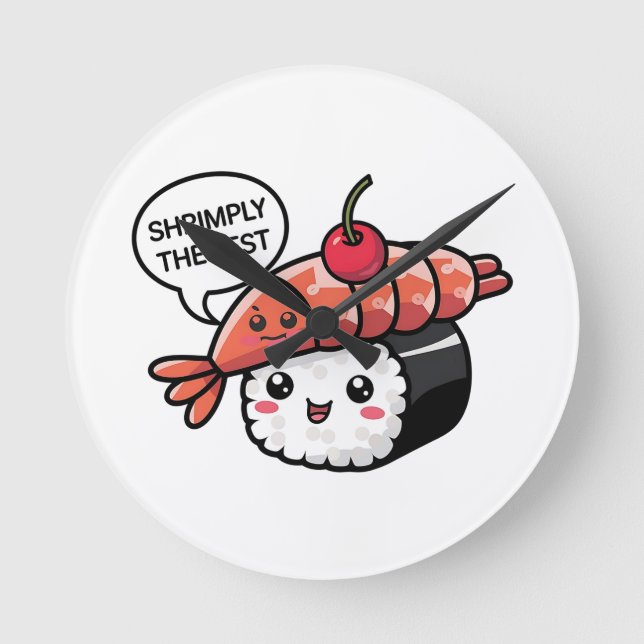 Die besten kawaii-Sushi Runde Wanduhr (Vorderseite)