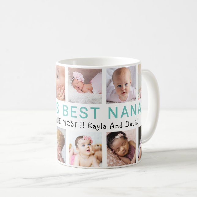 Die besten Nana Grandkids 12 FotoCollage Kaffeetasse (VorderseiteRechts)