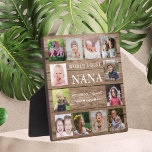Die besten Nana Grandkids Foto Collage Wood Fotoplatte<br><div class="desc">Erstellen Sie Ihre eigene Collage-Plakette mit 12 Ihrer Lieblingsfotos auf einem holzstrukturierten Hintergrund.Personalisieren Sie Ihre Foto-Collage-Plakette mit Fotos von Enkeln . Schenkt Oma ein wertvolles Sake zum Geburtstag,  zum Muttertag,  zum Großelterntag,  usw.</div>