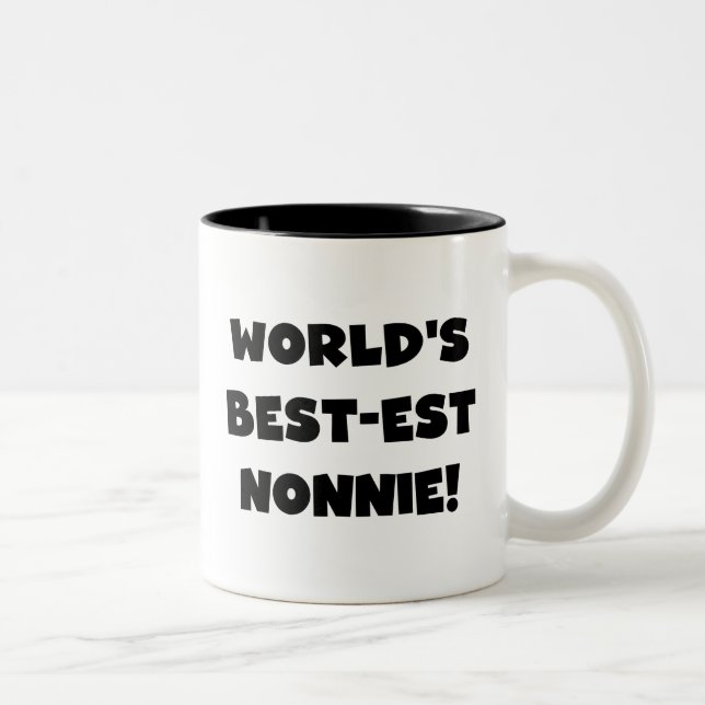 Die besten Nonnie-Geschenke der Black Text World Zweifarbige Tasse (Rechts)