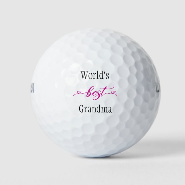 Die besten Oma und Herzen der Welt - Rosa und Weiß Golfball (Vorderseite)