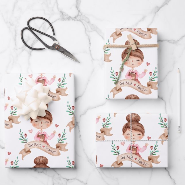 Die besten Papierblätter für Lehrer Geschenkpapier Set (Vorderseite)
