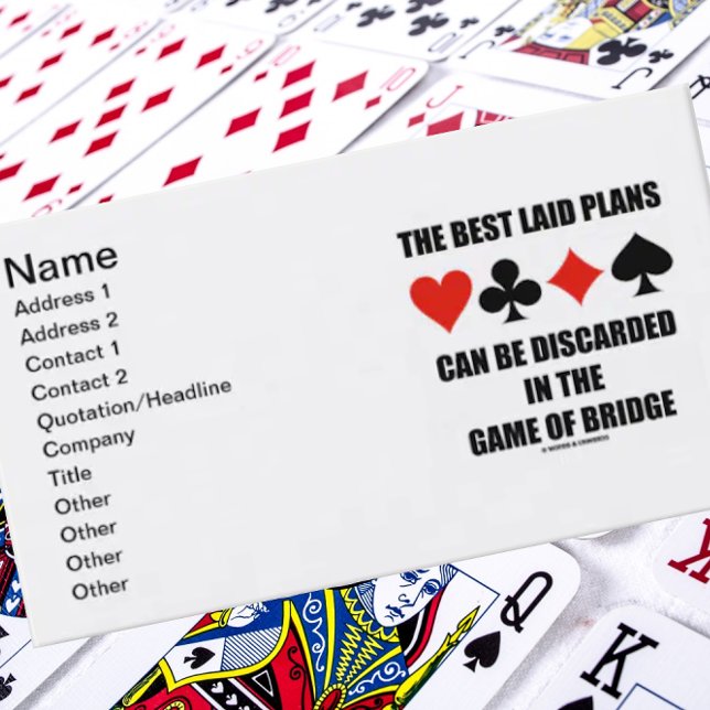 Die besten Pläne können in einer Brücke verworfen  Visitenkarte (Introduce yourself with a dose of bridge humor with these customizable bridge saying biz cards.)