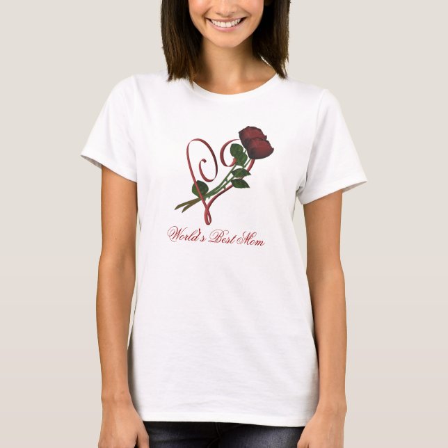 Die besten Rote Rosen der Mama der Welt Herz-Blume T-Shirt (Vorderseite)