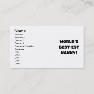 Die besten T - Shirt und Geschenke der Black World Visitenkarte