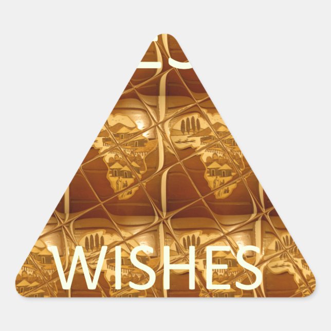 Die besten Wünsche aus Afrika: Ein goldener Kontin Dreieckiger Aufkleber (Vorderseite)