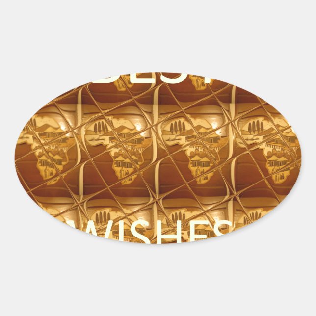 Die besten Wünsche aus Afrika: Ein goldener Kontin Ovaler Aufkleber (Vorderseite)