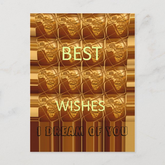 Die besten Wünsche aus Afrika: Ein goldener Kontin Postkarte (Vorderseite)