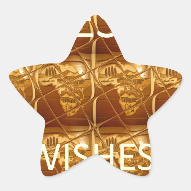 Die besten Wünsche aus Afrika: Ein goldener Kontin Stern-Aufkleber (Vorderseite)