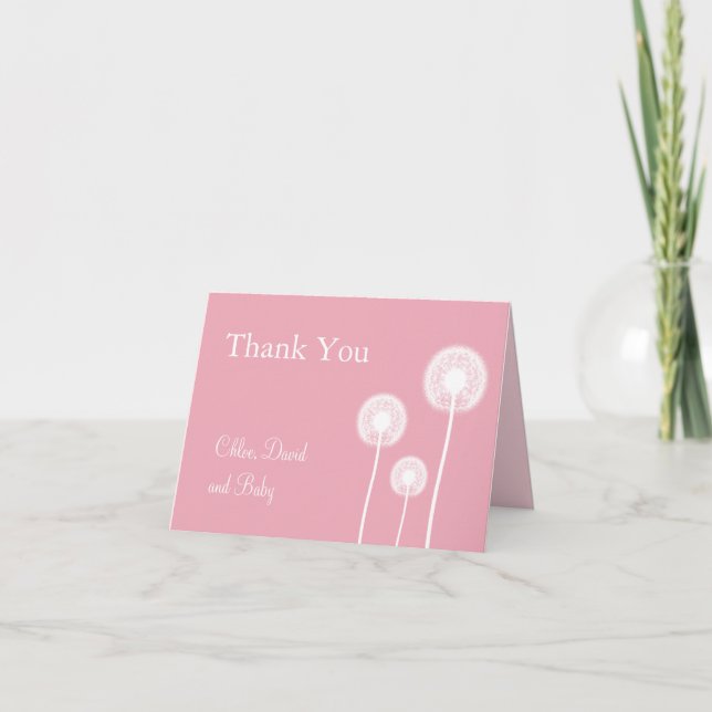 Die besten Wünsche! Babydusche Danke-Karte (pink) Dankeskarte (Vorderseite)