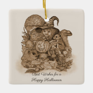 Die besten Wünsche für ein glückliches Halloween Keramikornament