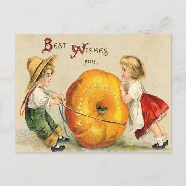 Die besten Wünsche für einen guten Erntedank Antik Postkarte (Vorderseite)
