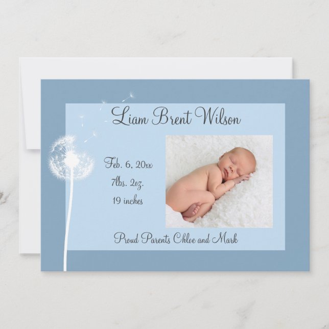 Die besten Wünsche!!! Geburtsankündigung 1 (blau) Ankündigung (Vorderseite)