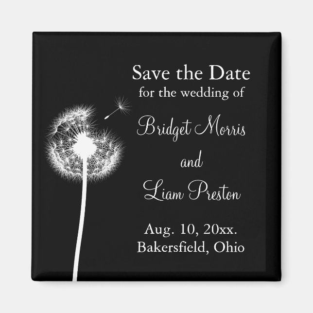 Die besten Wünsche! Save the Date (schwarz) Magnet (Vorne)