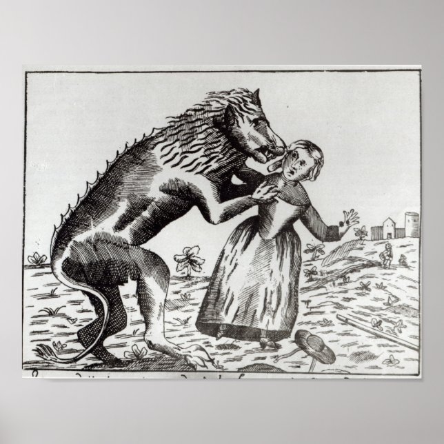 Die Bestie von Gevaudan, die ein junges Mädchen an Poster (Vorne)