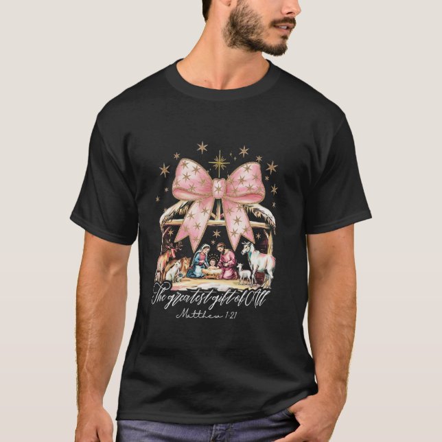 Die Beststen Geschenke von all Pink Bow Nativity C T-Shirt (Vorderseite)