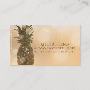 Die bezaubernde goldene elegante Ananas verweisen Empfehlungskarte