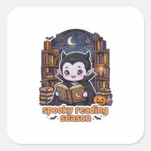 Die Bibliothek des Vampirs — Stoischer Buchaufkleb Quadratischer Aufkleber