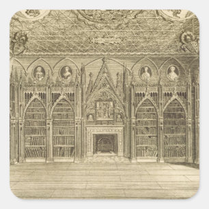 Die Bibliothek, graviert von Godfrey, aus "Beschre Quadratischer Aufkleber