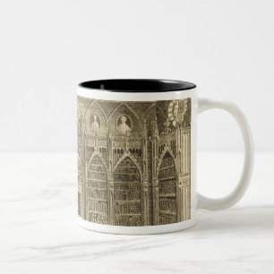 Die Bibliothek, graviert von Godfrey, von Zweifarbige Tasse