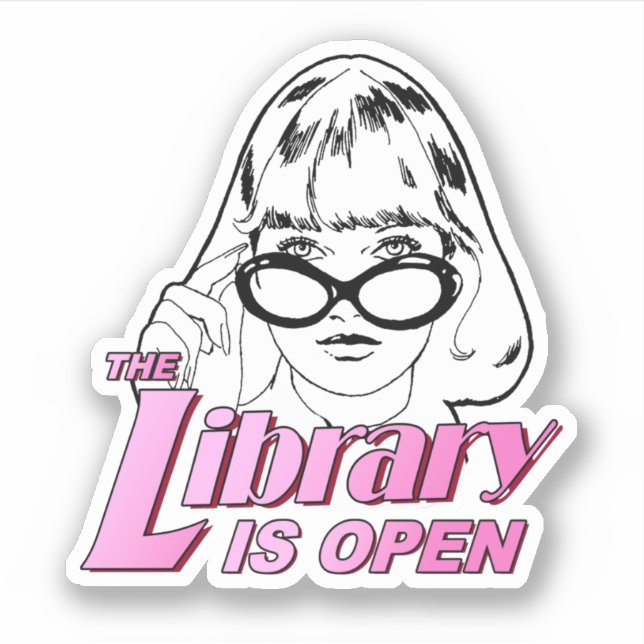 Die Bibliothek ist geöffnet Aufkleber (Vorderseite)