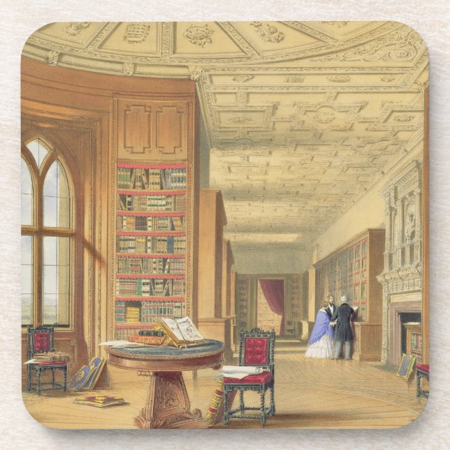 Die Bibliothek, Windsor Schloss, 1838 (Farbelitho) Untersetzer (Vorderseite)