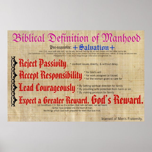 Die biblische Definition von Manhood. Poster (Vorne)