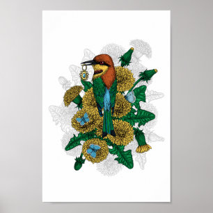 Die Biene isst mit dem goldenen Anhänger Poster