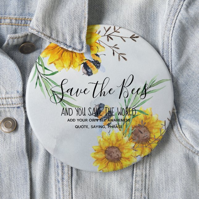 Die Bienen gerettet und die Welt Personalisiert Ge Button (Beispiel)