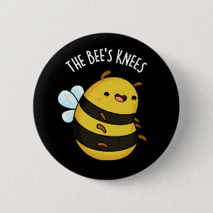 Die Bienen Knees Funny Bumble Bee Pun Dark BG Button