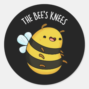 Die Bienen Knees Funny Bumble Bee Pun Dark BG Runder Aufkleber