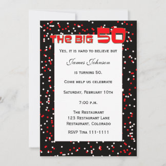 "Die BIG 50" 50. Geburtstagseinladung auf schwarz Einladung