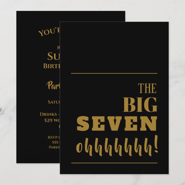 Die BIG 70 Black Gold zum Geburtstag Einladung (Vorne/Hinten)