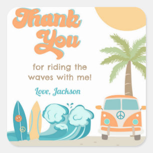 Die Big One Surf's Up Birthday Gunst Sticker
