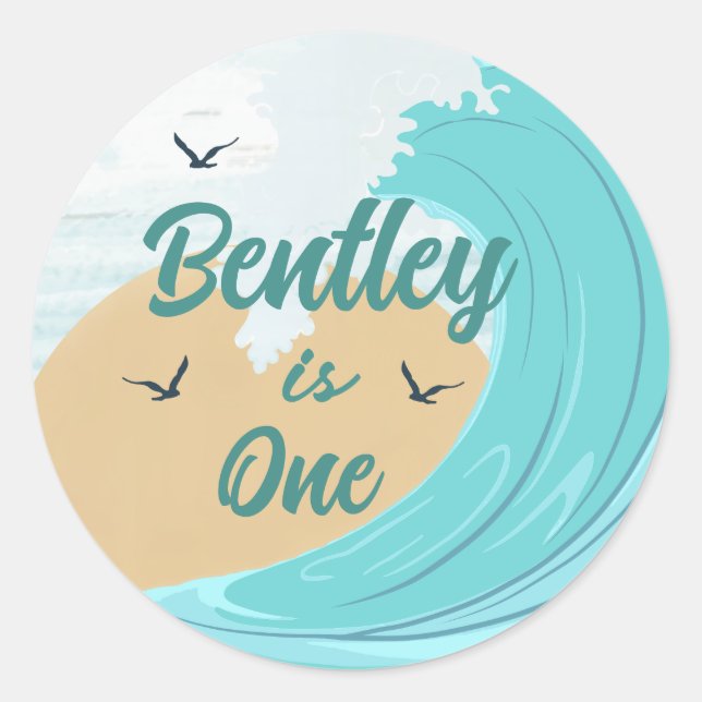 Die Big One Wave Cupcake Gunst Sticker (Vorderseite)