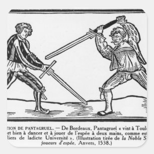 Die Bildung Pantagruel, Illustration Quadratischer Aufkleber